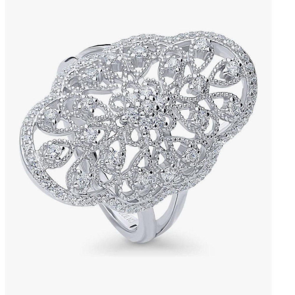 Sterling Silver CZ Statement Ring Size 6.5